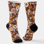 Groovy Retro Flower Garden Pattern Socks