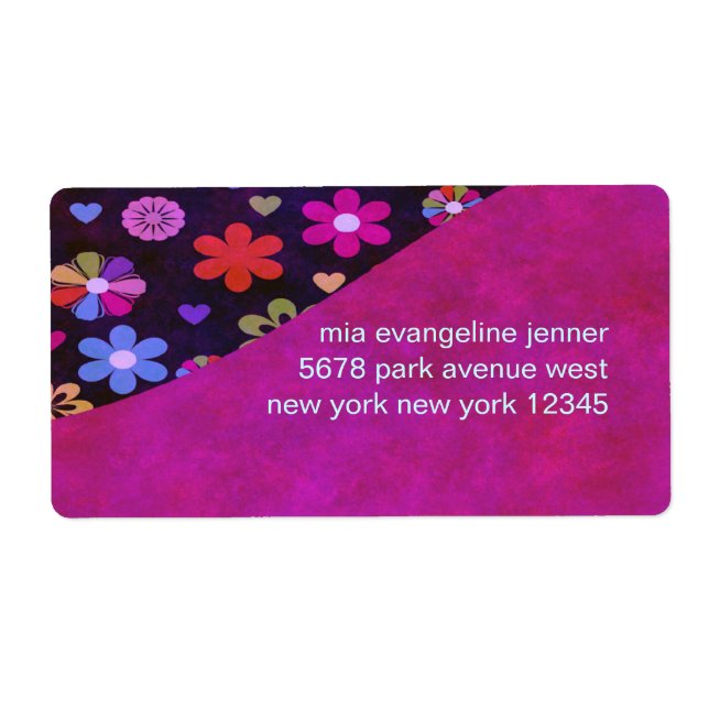 Groovy Retro Flower Power 60s 70s Personalized Label (Front)