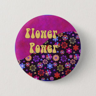 Groovy Retro Flower Power 60s 70s Pinback Button