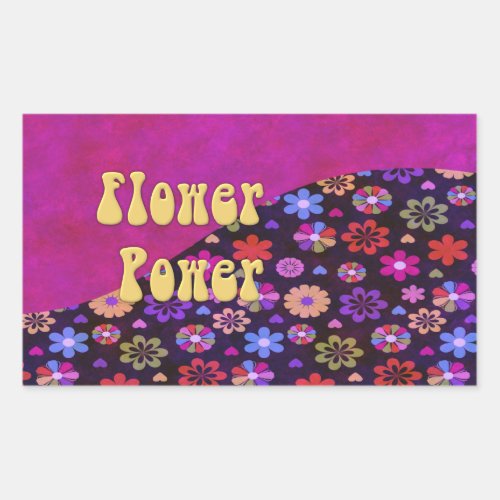 Groovy Retro Flower Power 60s 70s Rectangular Sticker