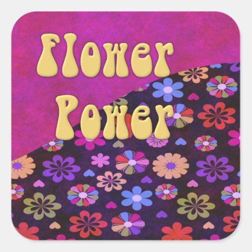 Groovy Retro Flower Power 60s 70s Square Sticker