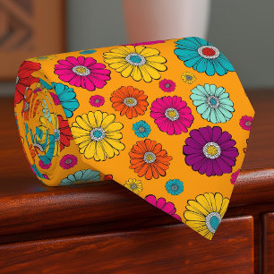 Groovy Retro Flower Power Mens Necktie
