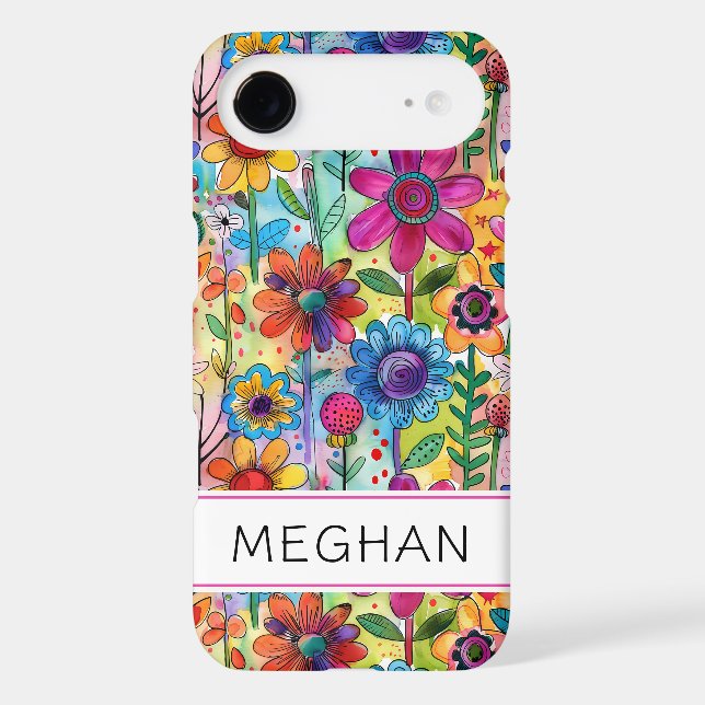 Groovy Retro Flower Power Personalized Case-Mate iPhone Case (Back)