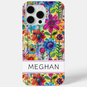Groovy Retro Flower Power Personalized iPhone 15 Pro Max Case