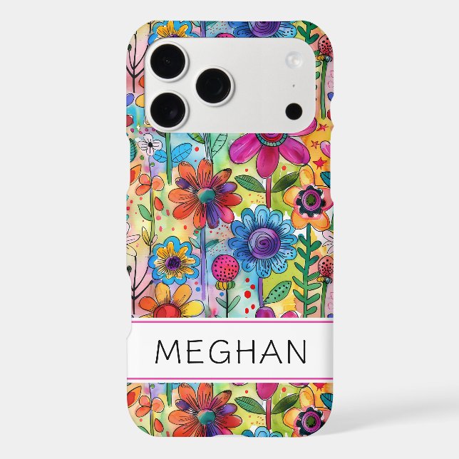 Groovy Retro Flower Power Personalized Case-Mate iPhone Case (Back)
