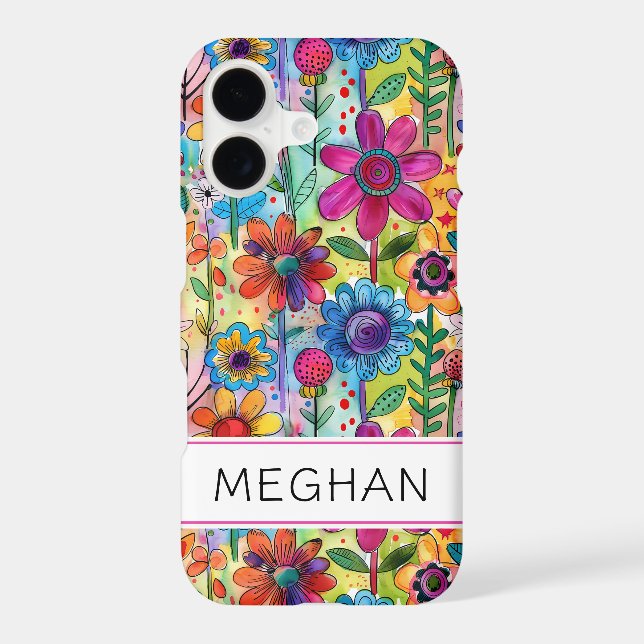 Groovy Retro Flower Power Personalized Case-Mate iPhone Case (Back)