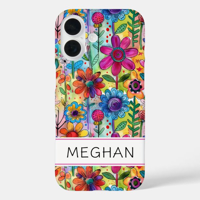 Groovy Retro Flower Power Personalized Case-Mate iPhone Case (Back)