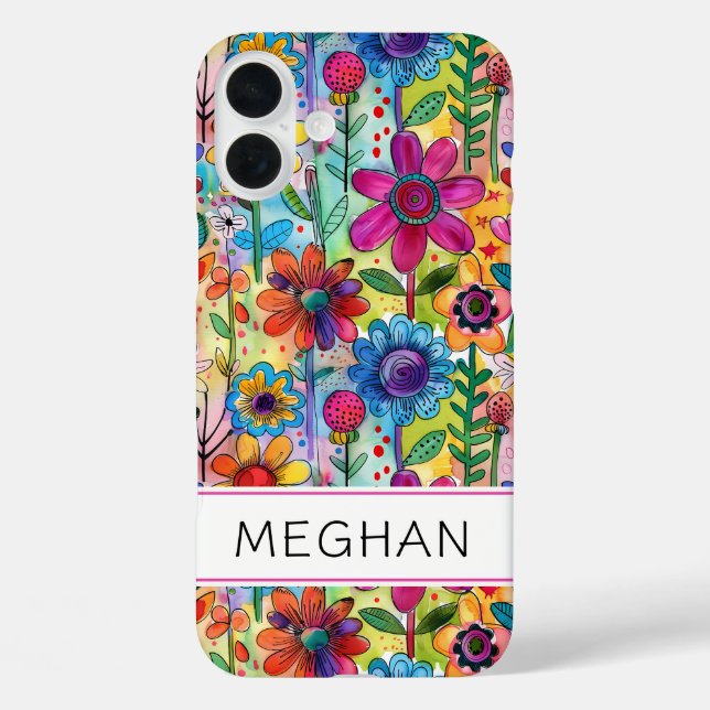 Groovy Retro Flower Power Personalized Case-Mate iPhone Case (Back)