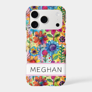 Groovy Retro Flower Power Personalized iPhone 17 Pro Case