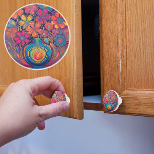 Groovy Retro Flower Vase  Ceramic Knob