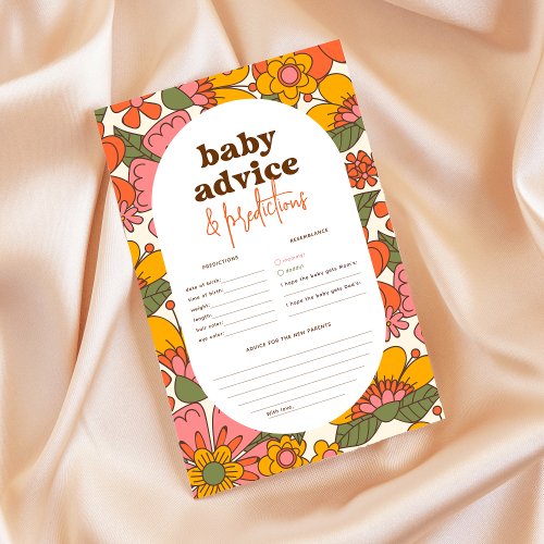 Groovy Retro Flowers Baby Advice  Predictions