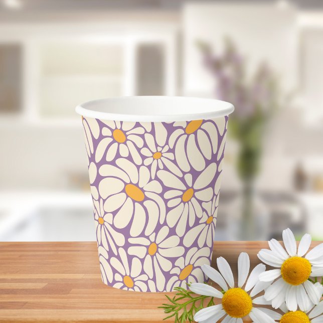 Groovy Retro Flowers Baby Shower Paper Cups (Creator Uploaded)