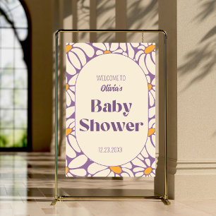 Groovy Retro Flowers Baby Shower Welcome Foam Board