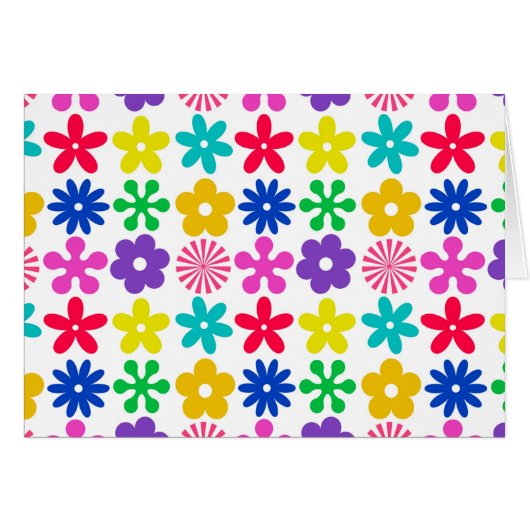 GROOVY RETRO FLOWERS CARDS (Front Horizontal)