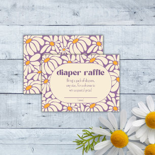 Groovy Retro Flowers diaper raffle ticket Enclosure Card