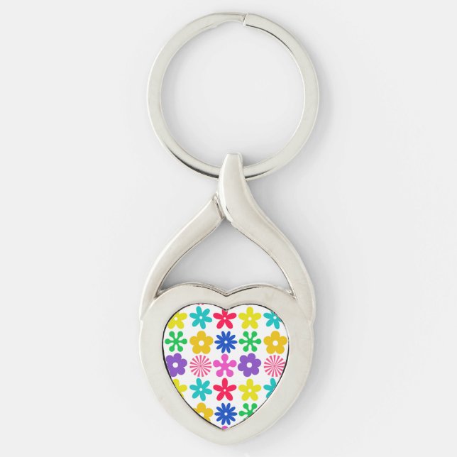 GROOVY RETRO FLOWERS KEYCHAIN (Front)