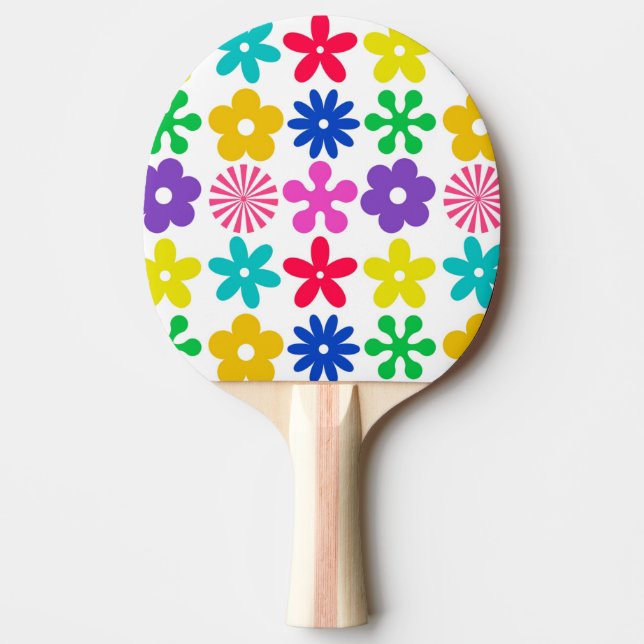 GROOVY RETRO FLOWERS Ping-Pong PADDLE (Front)
