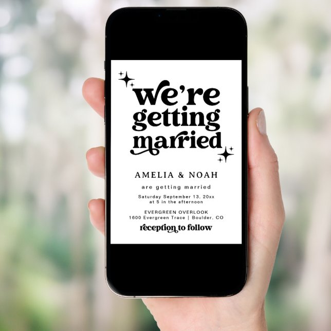 Groovy Retro Font Wedding Invitation (Front Digital)