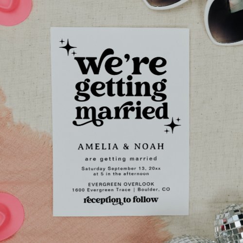 Groovy Retro Font Wedding Invitation