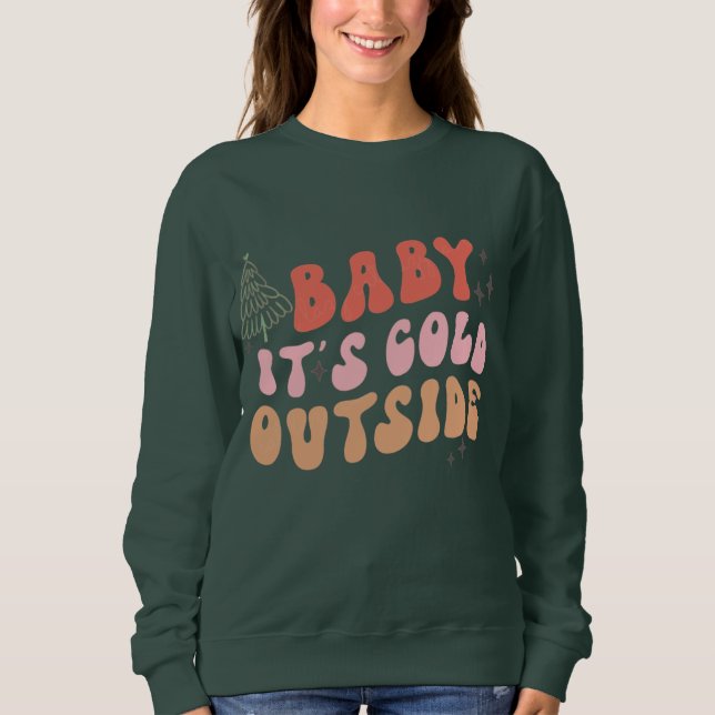 groovy retro funny Christmas saying pyjamas Sweatshirt (Front)