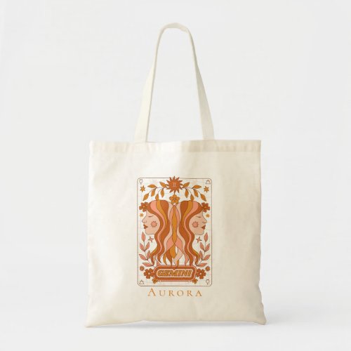 Groovy Retro Gemini Horoscope Astrology Brown Tote Bag