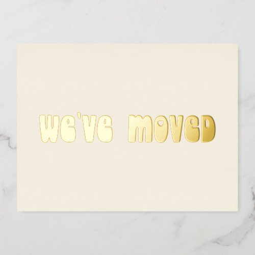 Groovy Retro Gold Foil Moved New Address Postcard