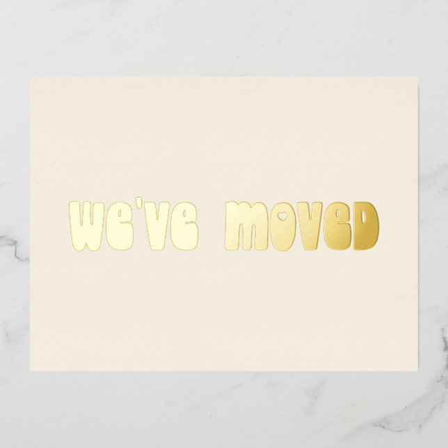 Groovy Retro Gold Foil Moved New Address Postcard (Front)