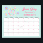 Groovy Retro Guess the Due Date Calendar Poster<br><div class="desc">Guess Baby's Birth Date Shower Game Poster. Matching items in our store Cava Party Design</div>