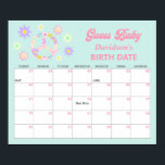 Groovy Retro Guess the Due Date Calendar Poster<br><div class="desc">Guess Baby's Birth Date Shower Game Poster. Matching items in our store Cava Party Design</div>