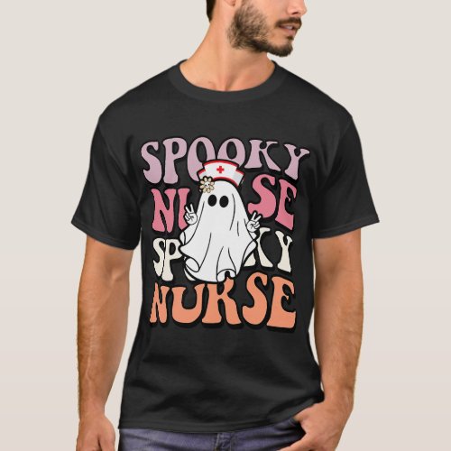 Groovy Retro Halloween Costume Spooky Nurse ER ICU T_Shirt