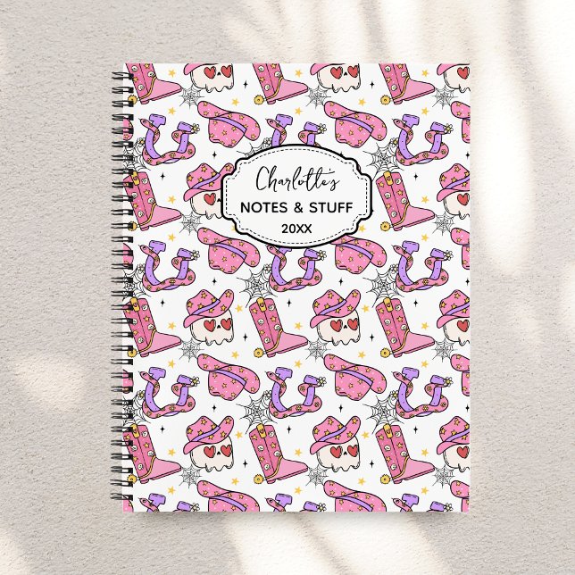 Groovy Retro Halloween Cowboy Monogram  Notebook (Creator Uploaded)