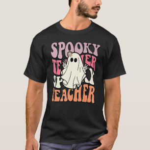 Groovy Retro Halloween Spooky Teacher Trick Or Tea T-Shirt