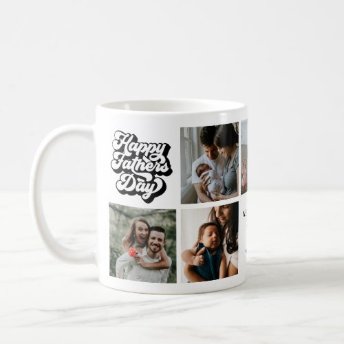 Groovy Retro Happy Fathers Day 7 Photo Collage  Coffee Mug