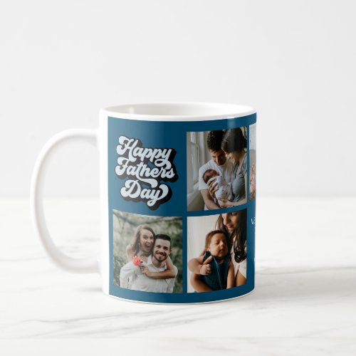 Groovy Retro Happy Fathers Day 7 Photo Collage  Coffee Mug