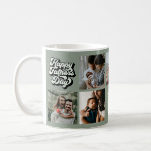 Groovy Retro Happy Father's Day 7 Photo Collage  Coffee Mug