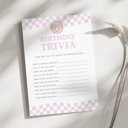 Groovy Retro Happy Girls 1st Birthday Trivia Game