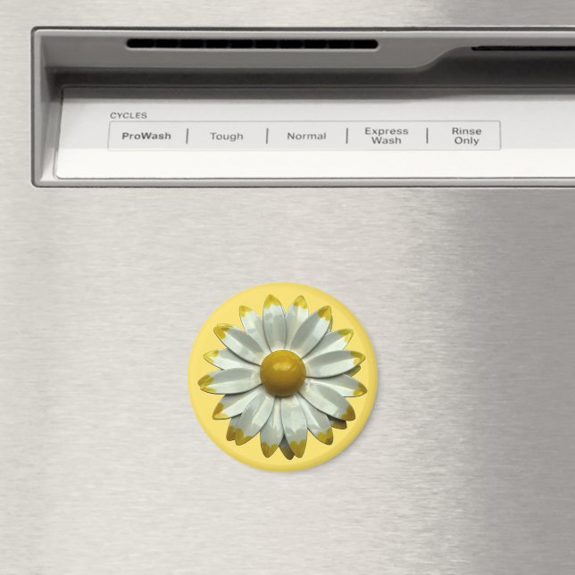 Groovy Retro Hippie Daisy Flower Summer Yellow Magnet (In Situ (Dishwasher))