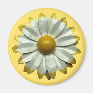 Groovy Retro Hippie Daisy Flower Summer Yellow Magnet