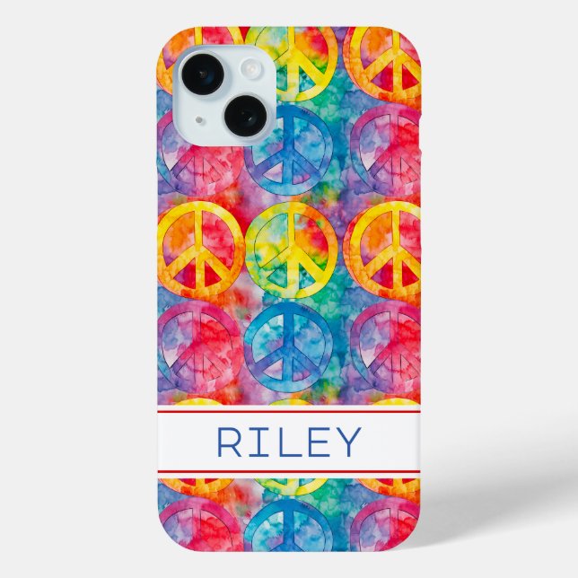 Groovy Retro Hippie Peace Sign Personalized Case-Mate iPhone Case (Back)