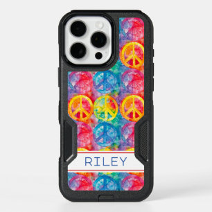 Groovy Retro Hippie Peace Sign Personalized iPhone 16 Pro Max Case