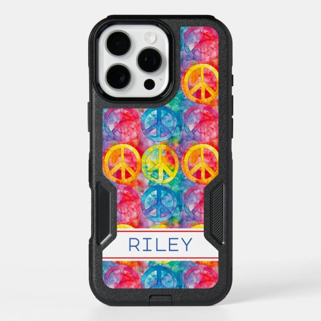 Groovy Retro Hippie Peace Sign Personalized Otterbox iPhone Case (Back)