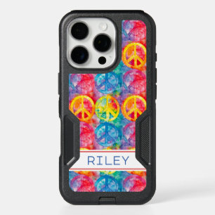 Groovy Retro Hippie Peace Sign Personalized iPhone 16 Pro Case