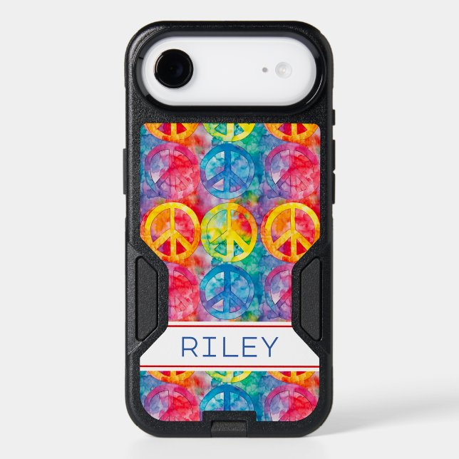 Groovy Retro Hippie Peace Sign Personalized Otterbox iPhone Case (Back)