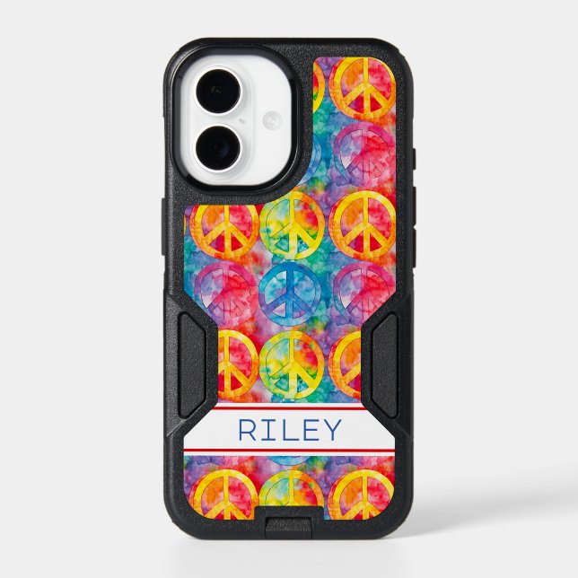 Groovy Retro Hippie Peace Sign Personalized Otterbox iPhone Case (Back)