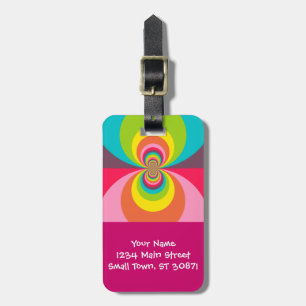 Groovy Retro Hippie Vintage Rainbow Kaleidoscope Luggage Tag