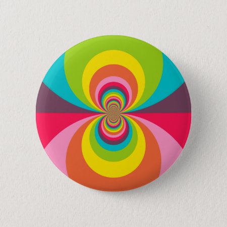 Groovy Retro Hippie Vintage Rainbow Kaleidoscope Pinback Button