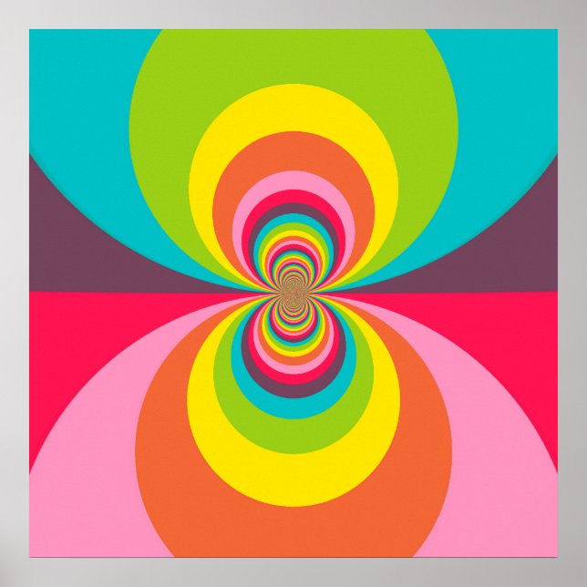 Groovy Retro Hippie Vintage Rainbow Kaleidoscope Poster (Front)