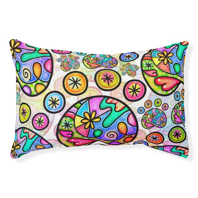 Groovy Retro Hippy Dog Bed (Front)