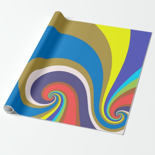 Groovy Retro Hipster Sixties Dizzy Spiral Swirls Wrapping Paper
