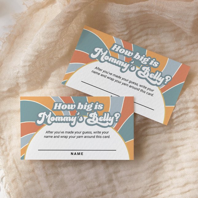 Groovy Retro How Big Is Mommy's Belly Guess Note Card (Creator Uploaded)
